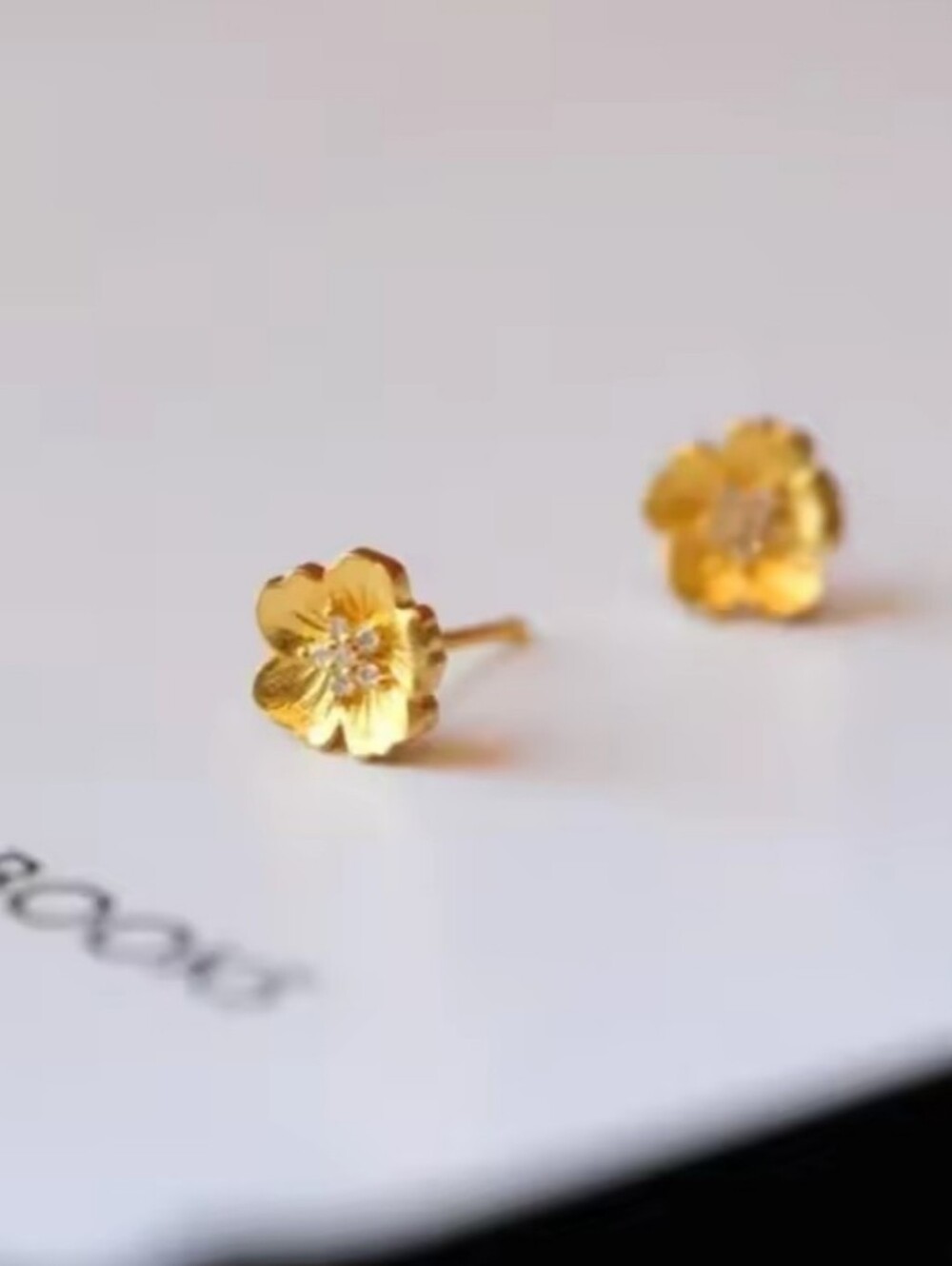 Gold Filled Floral Sapphire Stud Earrings
